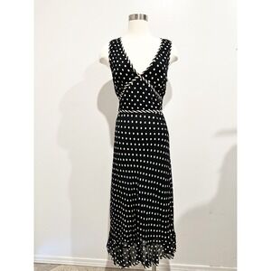 MaJick Vintage Black Polka Dot‎ Midi Dress Size Large